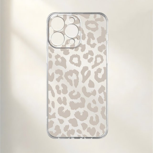 Graue iPhone Schutzhülle mit Leopardenmuster und transparentem Feinloch, Anti-Drop Schutzhülle für Apple iPhone 17, 16, 15, Plus, Pro, Max - Bild 1