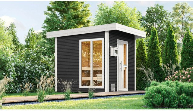 Weka Design-Saunahaus Kuopio 2 in Schwarz mit Technikpaket, B/H/T: 263 x 303 x 253 cm - Bild 1
