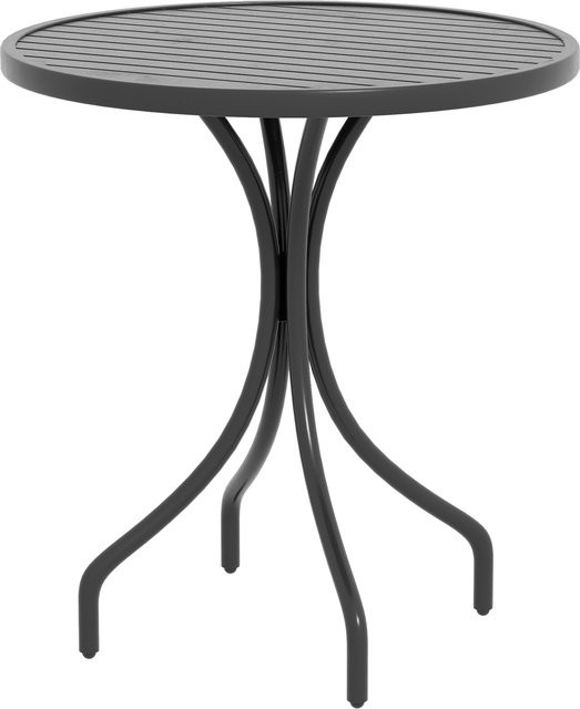 Runder Gartentisch Outsunny aus verzinktem Stahl mit Lattenplatte, Schwarz, Durchmesser: 66 cm - Bild 1
