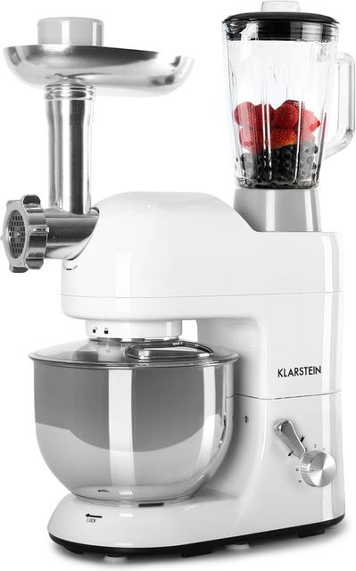 Klarstein Lucia 3-in-1 Küchenmaschine aus Edelstahl in Weiß mit 1800 W und 5 l Fassungsvermögen - Bild 1