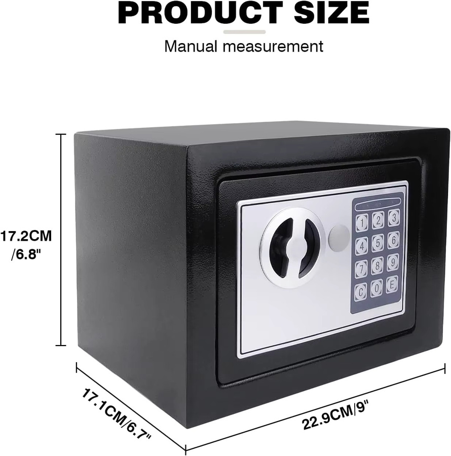 Elektronischer Tresor Schwarz Wandmontierter Möbelsafe mit Passwortschloss und 2 Notfallschlüsseln 4,6 Liter B/H/T: 22,9 x 17,1 x 17,2 cm - Bild 6