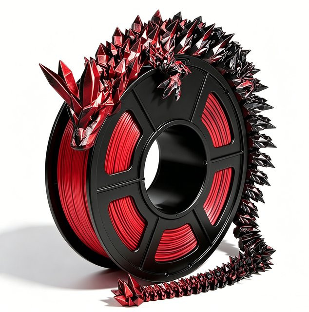 EasyThreed PLA Seiden-Filament Zweifarbig Schwarz Rot 1,75mm 1kg - Bild 1