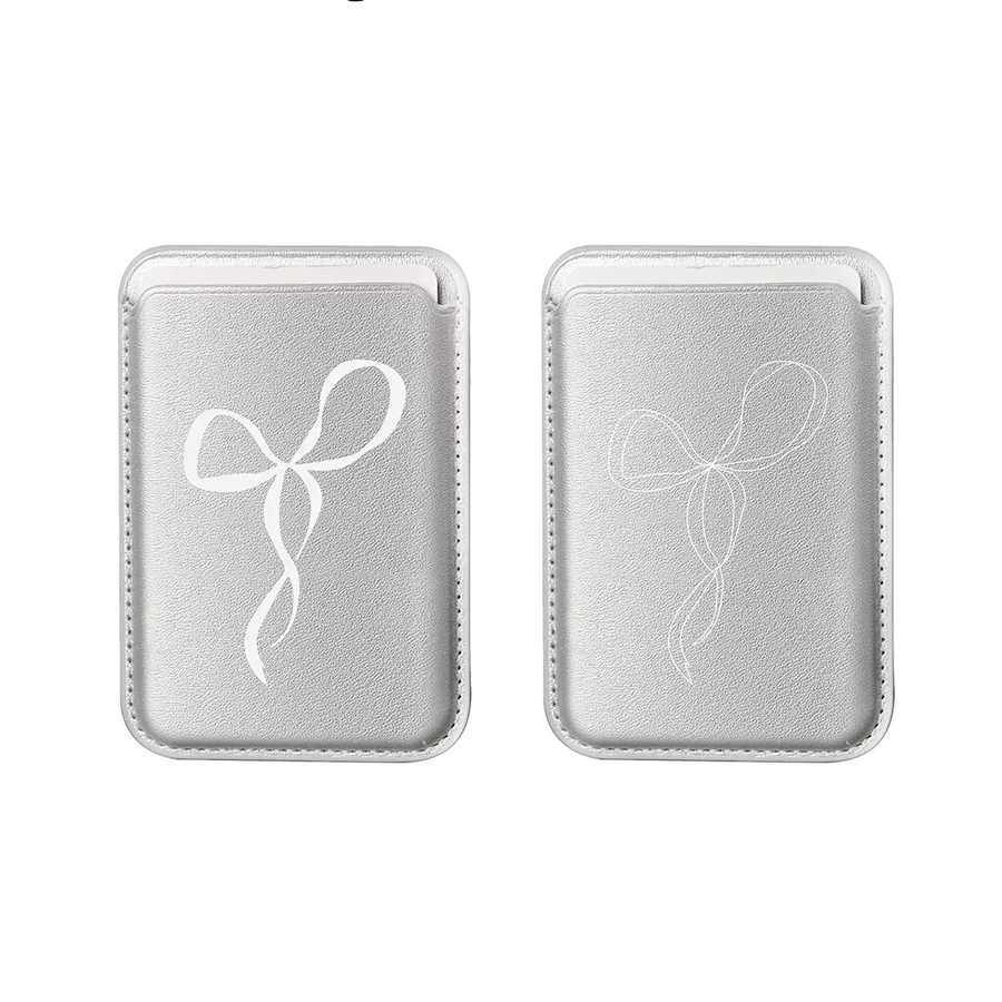 Magnetischer Kartenhalter mit Schleifenmuster in Silber für iPhone 17, iPhone 16 Pro Max, Samsung Galaxy S26 und Samsung Galaxy S23 Ultra als MagSafe Wallet Cover - Bild 2
