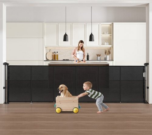 VEVOR Einziehbares Babygitter aus Netzmaterial für Kinder und Haustiere, Schwarz, Höhe: 87 cm, Breite: bis 280 cm - Bild 1