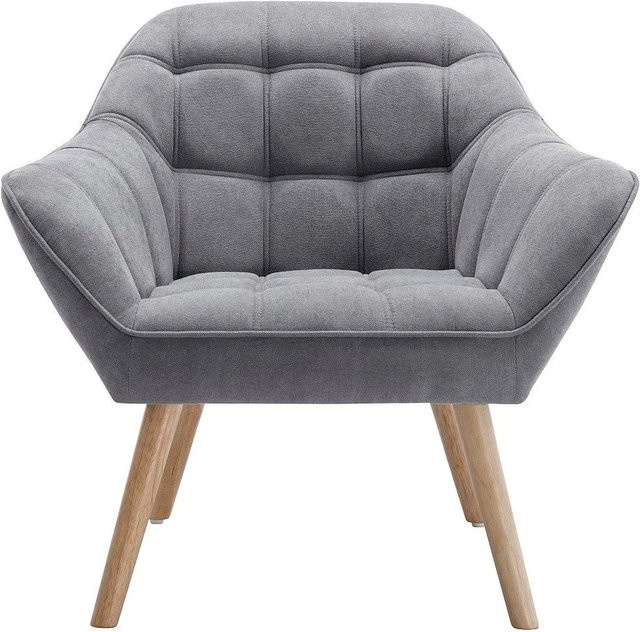 Vente-unique Sessel Caserta mit gerader Rückenlehne und Armlehnen in Grau aus Stoff, Höhe: 82 cm - Bild 1