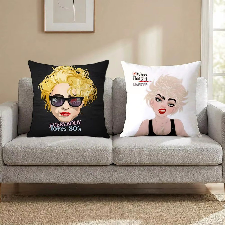 Singer Madonna Kissenbezug-Set, 4-teilig, Weiß, Dekorativ für Sofa und Heimdekoration, B/T/H: 50 x 50 cm, 45 x 45 cm, 40 x 40 cm - Bild 3