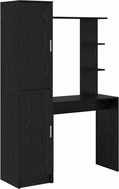 vidaXL Schreibtisch und Hochboard Set in Schwarz und Eichen-Optik für Büro und Home-Office - Bild 1