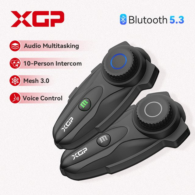 Xgp Bluetooth Motorrad-Kopfhörer mit Mesh 3.0 Wireless Kommunikation in Schwarz für 10 Fahrer - Bild 1