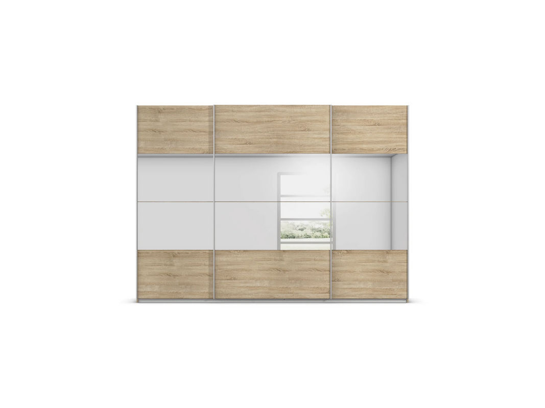 RAUCH Quadra Schwebetürenschrank Eiche mit Spiegelelementen, B/H: 315 x 230 cm - Bild 3