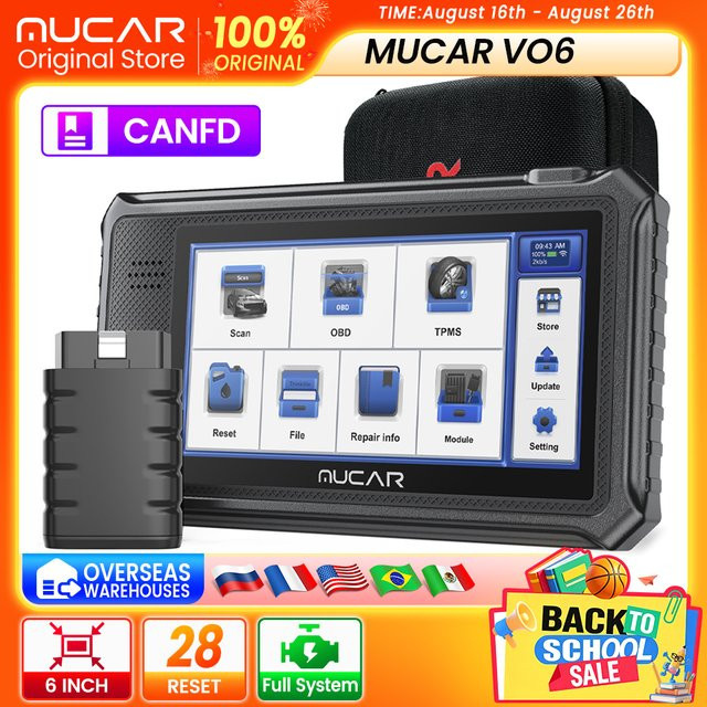 MUCAR VO6 OBD2 Auto-Diagnosegerät in Schwarz mit 28 Reset-Funktionen für Vollsystem-Scan, ABS und Motor sowie lebenslangen kostenlosen Updates - Bild 1