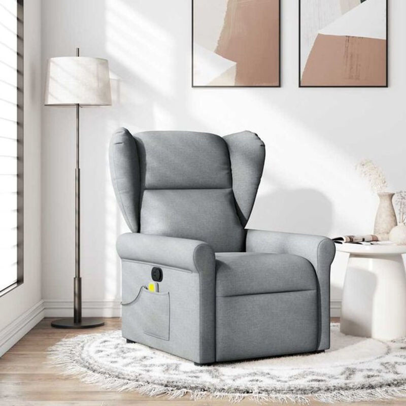 Massagesessel vidaxl in Grau aus Stoff und Polyester im modernen Design als Fernsehsessel, B/T/H: 72,5 x 87 x 100,5 cm - Bild 1