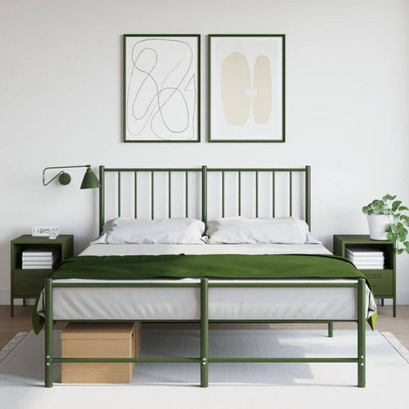 Vidaxl Set 2 Nachttische aus Stahl in Olivgrün im Industrial Design, B/T/H: 36 x 39 x 50,5 cm - Bild 1
