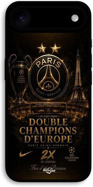Maniacase iPhone 17 Air Hülle PSG Champions League Design in Schwarz und Gold - Bild 1