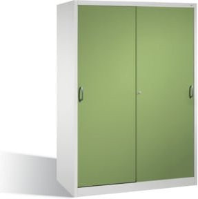 C+P Werkzeugschrank mit Schiebetüren und 2 x 4 Regalböden in Resedagrün und Lichtgrau, H: 195 cm, B: 160 cm, T: 60 cm - Bild 1