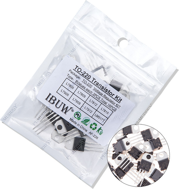 PUMUDDSY Spannungsregler Transistor-Sortiment-Set LM317T TO-220 in Schwarz, 16 Stück (8 Werte à 2 Stück) - Bild 1