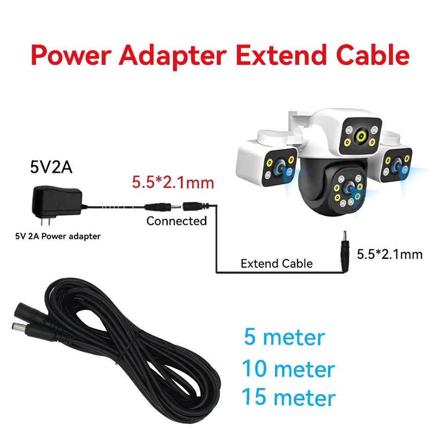 3M DC12V Stromverlängerungskabel Schwarz mit 5,5mm x 2,1mm Stecker Männlich zu Weiblich für LED-Lampen und CCTV Sicherheitskameras - Bild 2