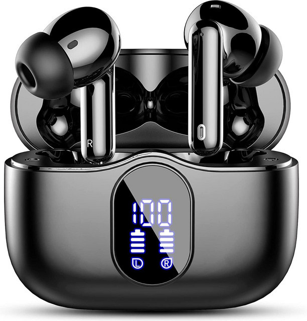 Btootos Kabellose In-Ear-Ohrhörer mit Bluetooth 5.3, 4 ENC-Mikrofonen und LED-Anzeige in Schwarz - Bild 1