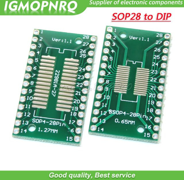 5er Set TSSOP28 SSOP28 SOP28 zu DIP28 Transfer Board Pin Adapter in Grün - Bild 1