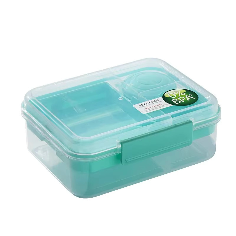Doppellagige Bento-Box mit Fachunterteilung und Griffdesign in Weiß für Studenten und Kleinkinder - Bild 5
