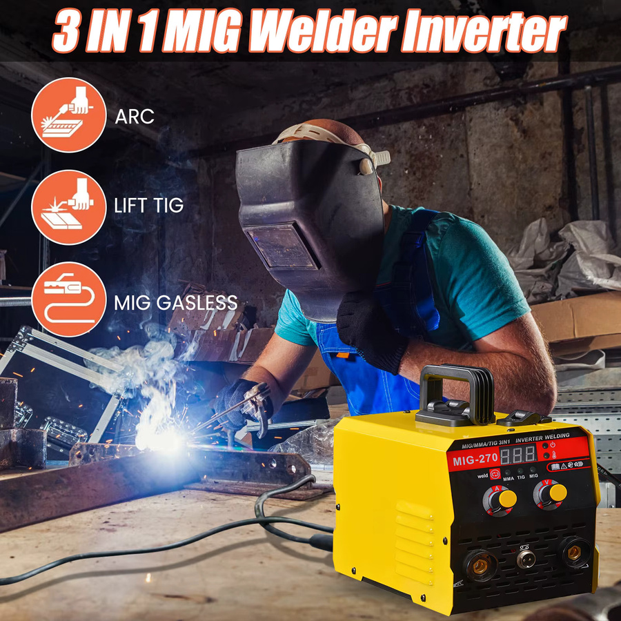 Avehrit 3-in-1 Elektroschweißgerät 250A, tragbares MMA IGBT Inverter-Schweißgerät mit Vollkupfermotor in Gelb - Bild 3