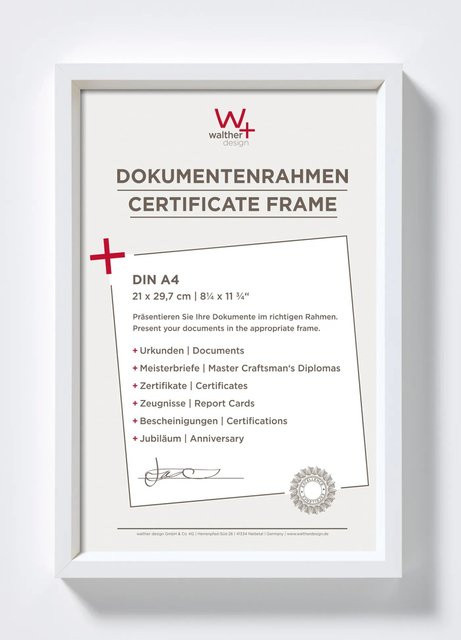 Walther Design Steel Style Kunststoff Bilderrahmen modern Weiss A4 - Bild 1