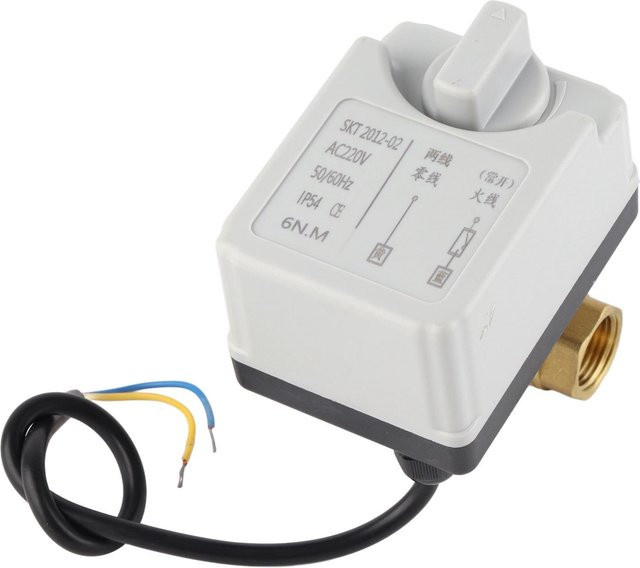 Motorisiertes 2-Wege-Kugelventil aus Messing, elektrisch, normalerweise offen, DN15 (1/2 Zoll), AC220V, manuell und automatisch steuerbar - Bild 1