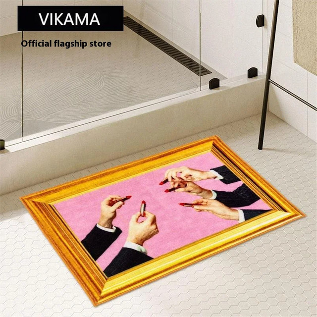 VIKAMA Kunstkaschmir-Teppich in Pink, moderner abstrakter Teppich für Schlafzimmer und Nachttisch, B/T/H: 40 x 40 x 40 cm - Bild 1