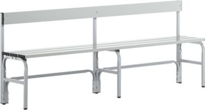 Sypro Umkleidebank mit Rückenteil aus Edelstahl und Aluminium in Weiß und Lichtgrau, Breite: 200 cm - Bild 1
