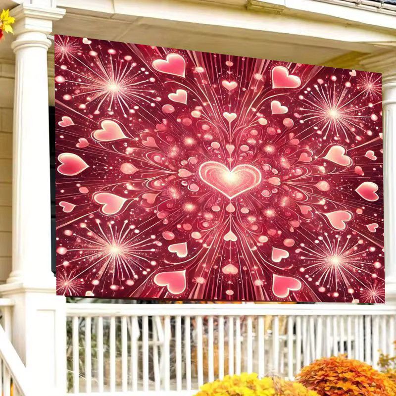 VIKAMA Wandtapisserie Love Fireworks in Rosa mit Herz- und Feuerwerksmotiv für deine Raumdekoration, Breite: 60 cm, Höhe: 40 cm - Bild 3