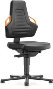 Bimos Nexxit Drehstuhl mit Kunstlederpolster in Schwarz und orangefarbenem Griff, Sitztiefenverstellung und automatischer Gewichtsregulierung, Sitzhöhe: 45,0 - 60,0 cm - Bild 1