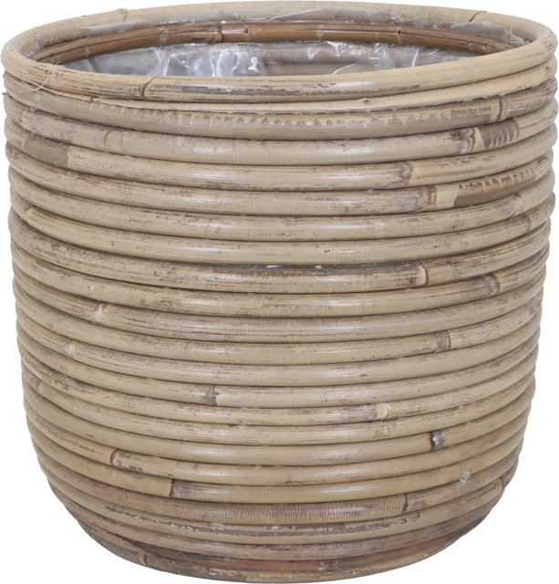 A.H.G. Rattantopf Rund in Natur-Grau mit Polybeutel, Durchmesser: 20 cm, Höhe: 8 cm - Bild 1
