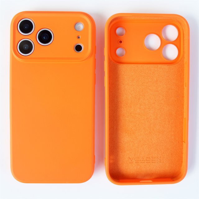 Apple Luxus Handyhülle aus Flüssigsilikon für iPhone 17, iPhone 17 Air, iPhone 16 Pro Max und iPhone 16 Plus, stoßfest, Grau und Orange - Bild 1