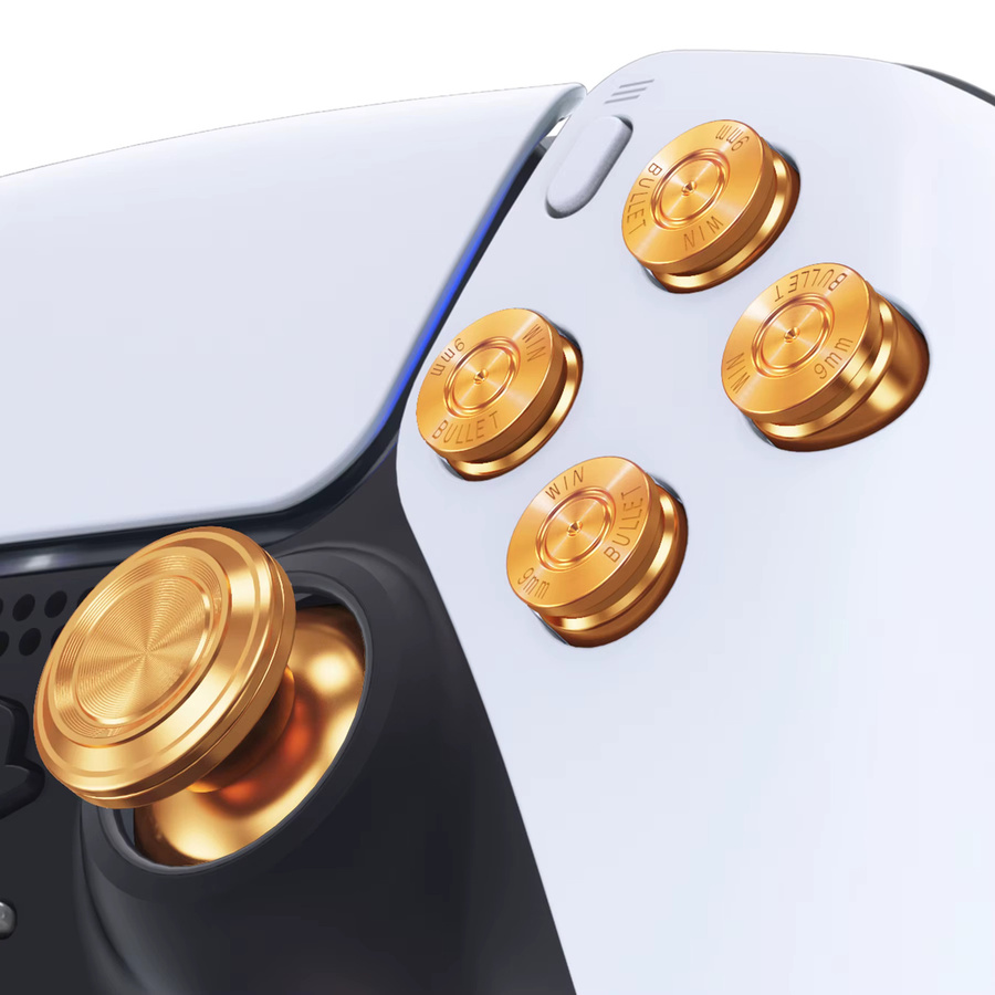 eXtremeRate Ersatzteil-Set aus Metall für PS5-Controller mit analogen Thumbsticks, Dpad und ABXY-Tasten in Gold und Grün - Bild 4
