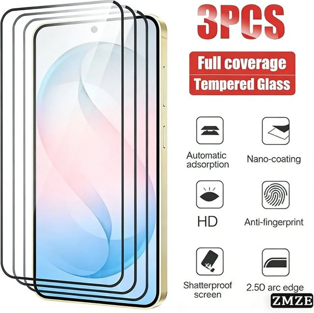 3er-Pack Displayschutz aus gehärtetem Glas für Samsung Galaxy S21 S22 S23 S24 S25 S26 Plus Ultra Edge, transparent, anti-fingerabdruck und anti-bruch - Bild 1