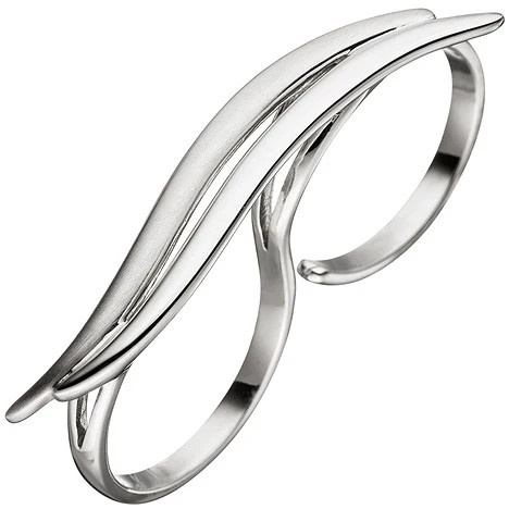 Colfem Zweifingerring 925 Silber, mattiert, Damen, Ringgröße 56 - Bild 1