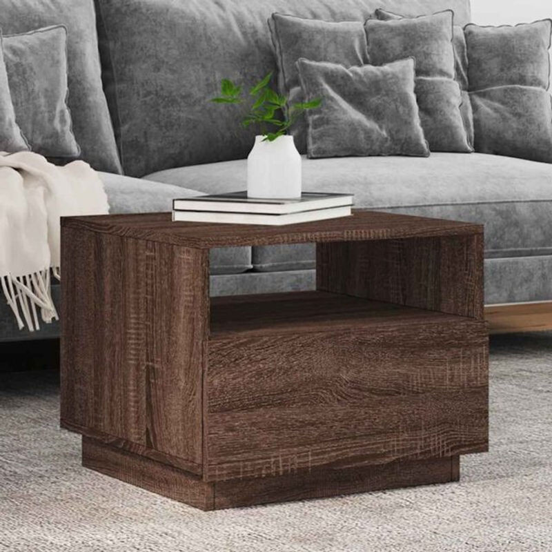 VIDAXL Couchtisch modern in Braun mit LED-Leuchten, quadratisch aus Holzwerkstoff, B: 50 cm, T: 49 cm, H: 40 cm - Bild 1
