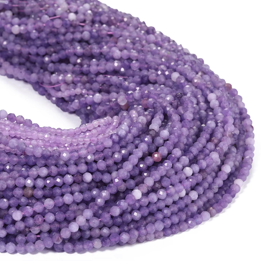 Kuoyu Perlen Amethyst, rund, facettiert, 2/3/4mm - Bild 2