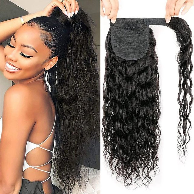 Tomiyaa Remy-Echthaar-Ponytail-Extension Wasserwellen, 30-32 Zoll, Damen - Bild 1
