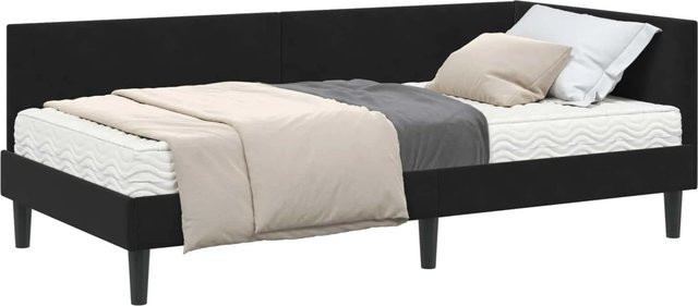 vidaXL Eckbettgestell mit Matratze 2-teiliges Set aus Samt in Schwarz - Bild 1