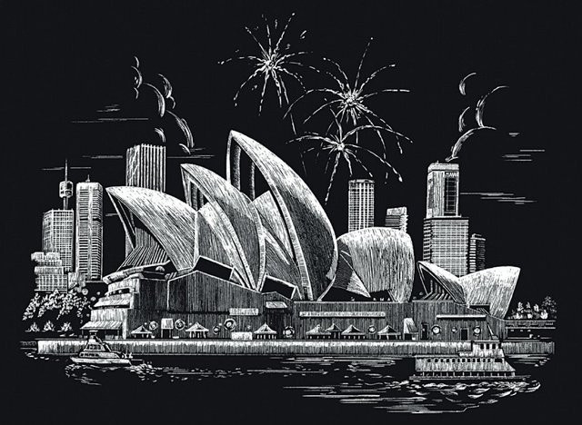 Royal Langnickel Kratzbild Sydney Opera House Malpappe Metallfolie - Bild 1