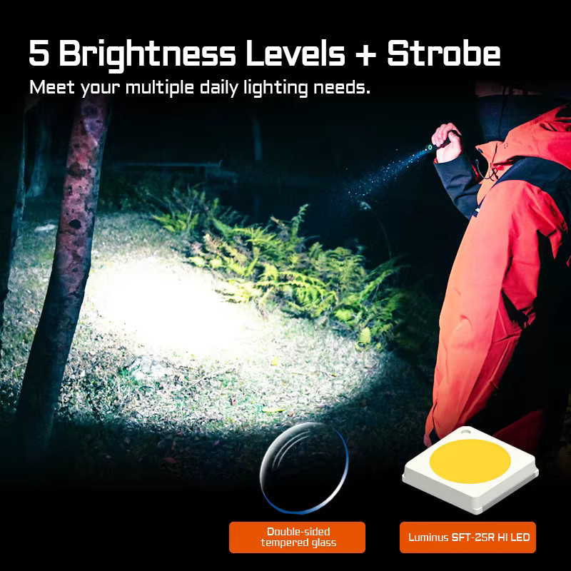 ACEBEAM UC20 wiederaufladbare LED-Taschenlampe mit 1000 Lumen, weißem Licht, rotem Licht und UV-Funktion - Bild 2