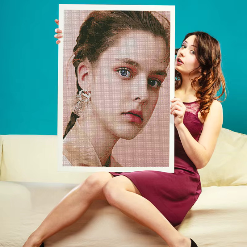 CHENISTORY DIY Diamantmalerei Set mit personalisiertem Foto für runde Stickerei in Multicolour zur Wanddekoration - Bild 3