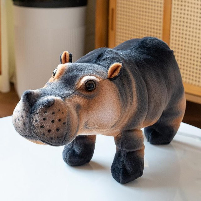 Nilpferd Puppe Plüschtier, Stoffpuppe, 40cm, Grau - Bild 1