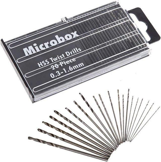 Vibratite HSS Spirale Bohrer Set aus Schnellarbeitsstahl in Silber, 20 Stück, Durchmesser 0,3-1,6 mm für Metall, Holz und Aluminium - Bild 1