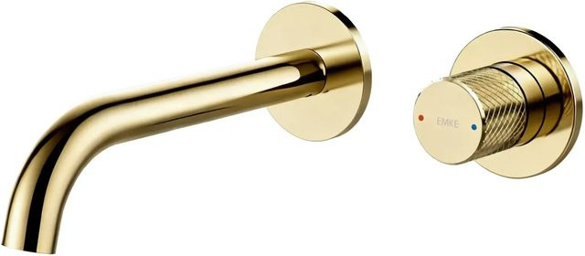 Emke Waschtischarmatur Unterputz für Wandmontage in Champagnergold mit Einhebelmischer und wassersparender Funktion - Bild 1