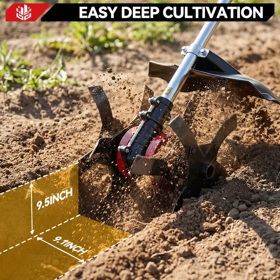 ONEVAN 2-in-1 Bürstenloser Elektro-Gartenfräser und Rasentrimmer 1800W mit Bodenwender, kompatibel mit Makita LXT 18V Akku - Bild 4