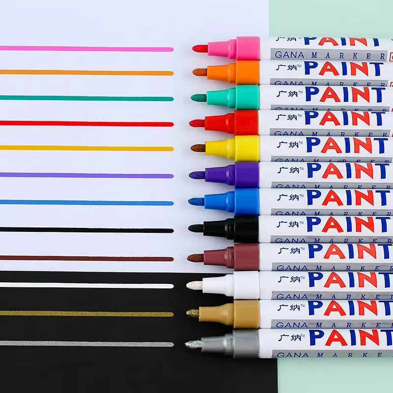 12er Set Permanentmarker aus Metall mit wasserfester Tinte in Mehrfarben für Reifenprofile und Gummi-Stoff-Markierungen - Bild 2