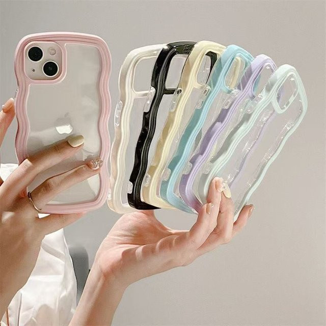 FUCHU Candy Wavy Lines Bumper Case stoßfeste transparente Handyhülle für iPhone 16 15 14 13 12 11 Pro Max Plus X XR XS Max 17 Air in Multicolour - Bild 1