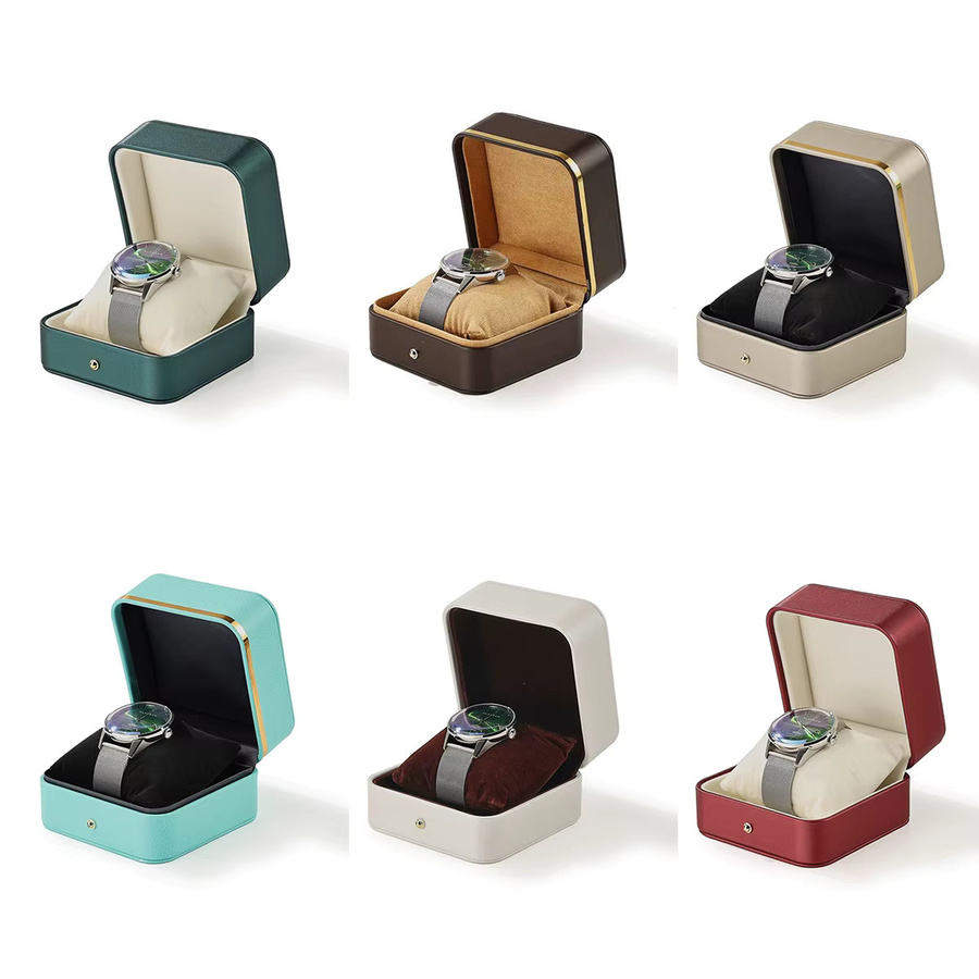 CHIICSMART Uhrenbox, PU-Leder, Goldverzierung, Edelstahl, Unisex - Bild 4