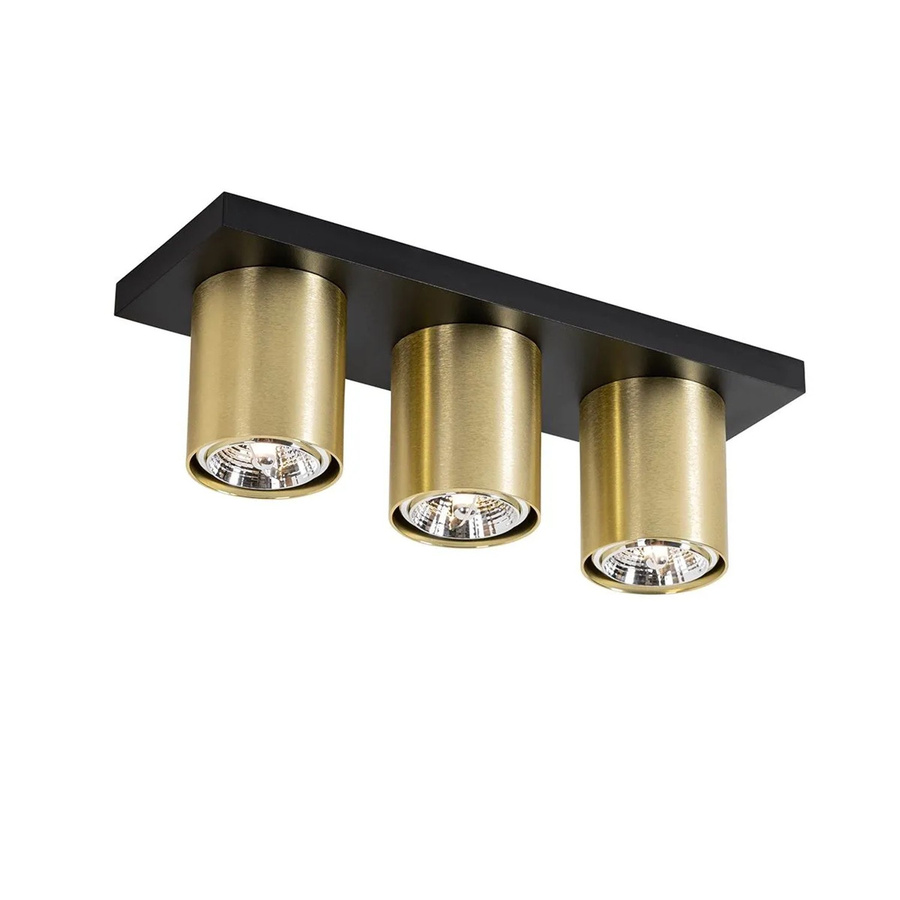 QAZQA Tubo Moderner Deckenstrahler in Schwarz und Gold aus Aluminium mit 3 Flammig für Wohnzimmer, Flur und Esszimmer - Bild 2